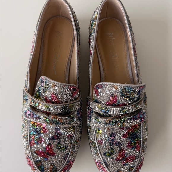 Betsey Johnson Silver Multicolor Crystal Embellished Loafers - Picture 4 of 9